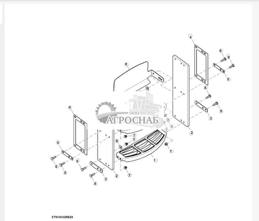 Лестница и подножка с двойным подвесным кронштейном, длинная 